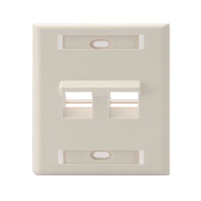 Leviton 2-Port Angled QuickPort Wallplate with ID Windows, 42081-2TS, Light Almond