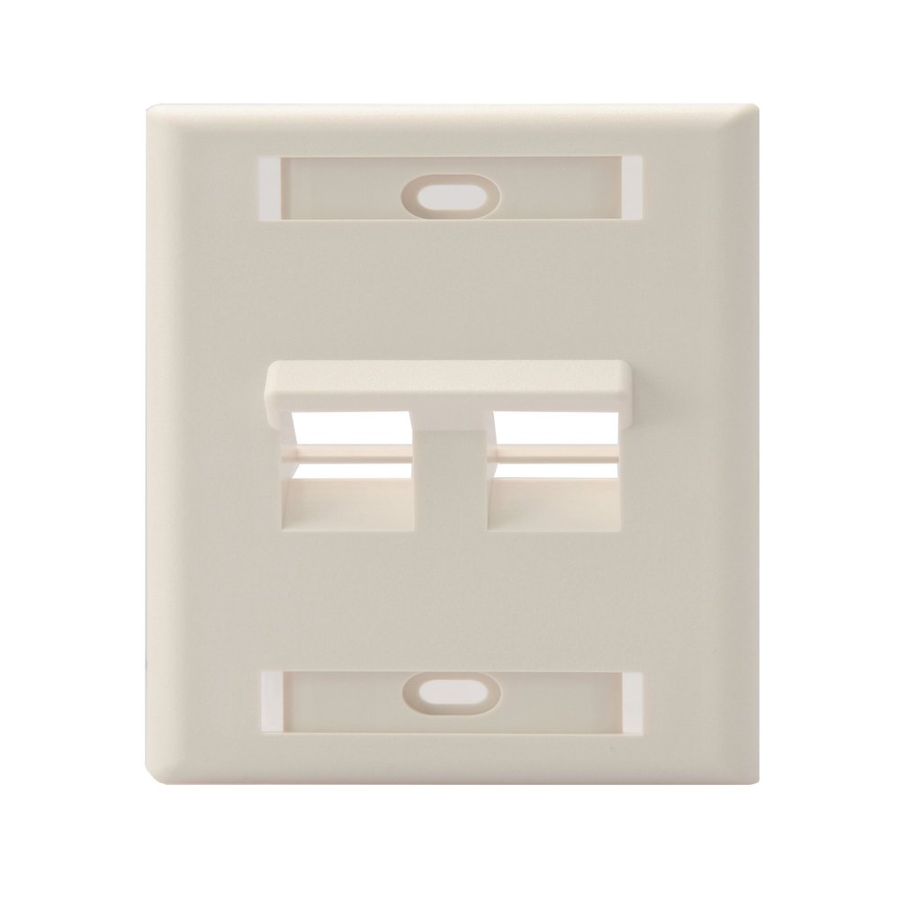 Leviton 2-Port Angled QuickPort Wallplate with ID Windows, 42081-2TS, Light Almond