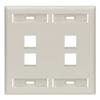 Leviton 4-Port Dual Gang QuickPort Wallplate with ID Windows, 42080-4TP, Light Almond view 1