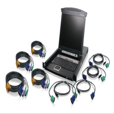 IOGEAR Rackmount 8-Port KVM Switch Console with 17-inch TFT LCD Active Matrix Monitor, Keyboard and Touchpad with PS/2 and USB Cables
