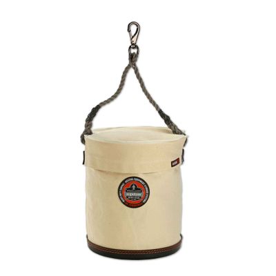 Ergodyne Arsenal 5743T Plastic Bottom Tool Bucket with Cover, 12.5", 15"H,White Canvas Bucket, Plastic Bottom,Large