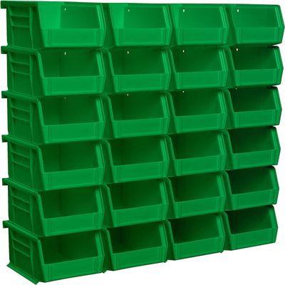 Akro-Mils 30210 AkroBins Plastic Storage Bin Hanging Stacking Containers, (5-Inch x 4-Inch x 3-Inch), Green, 24-Pack