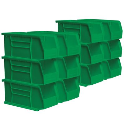 Akro-Mils 30230 AkroBins Plastic Hanging Stackable Storage Organizer Bin, 11-Inch x 5-Inch x 5-Inch, Green, 12-Pack