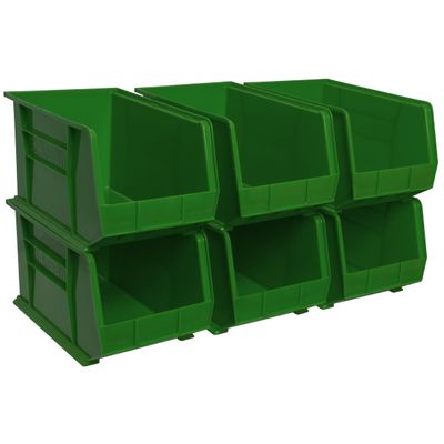Akro-Mils 30260 AkroBins Plastic Storage Bins, 18"x11"x10", Green, 6-Pack
