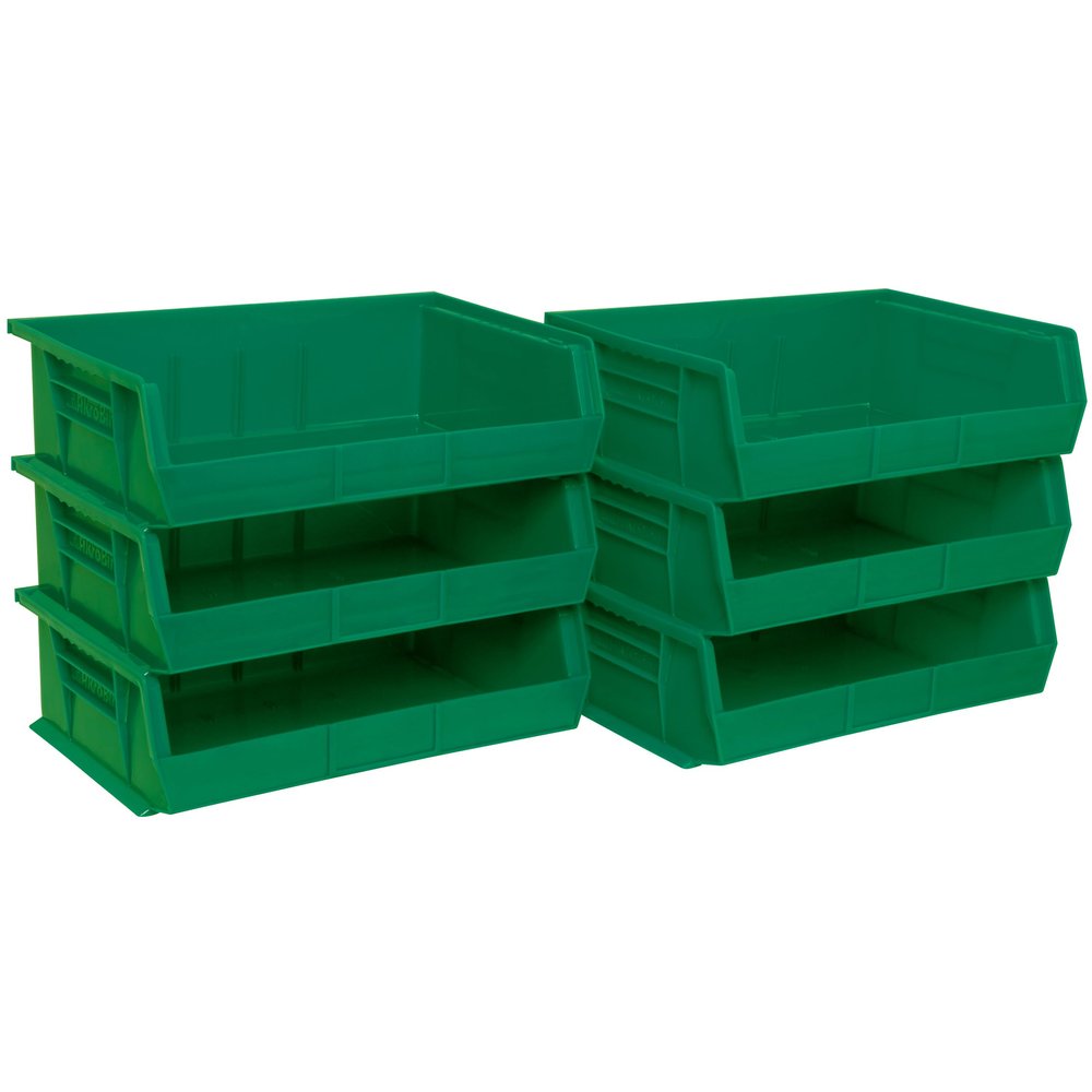 Akro-Mils 30255 AkroBins Plastic Storage Bins, 11"x16"x5", Green, 6-Pack