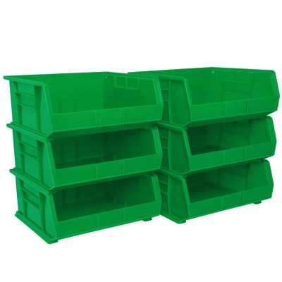 Akro-Mils - 30250GREEN 30250 AkroBins Plastic Storage Bin Hanging Stacking Containers, (15-Inch x 16-Inch x 7-Inch), Green, (6-Pack)