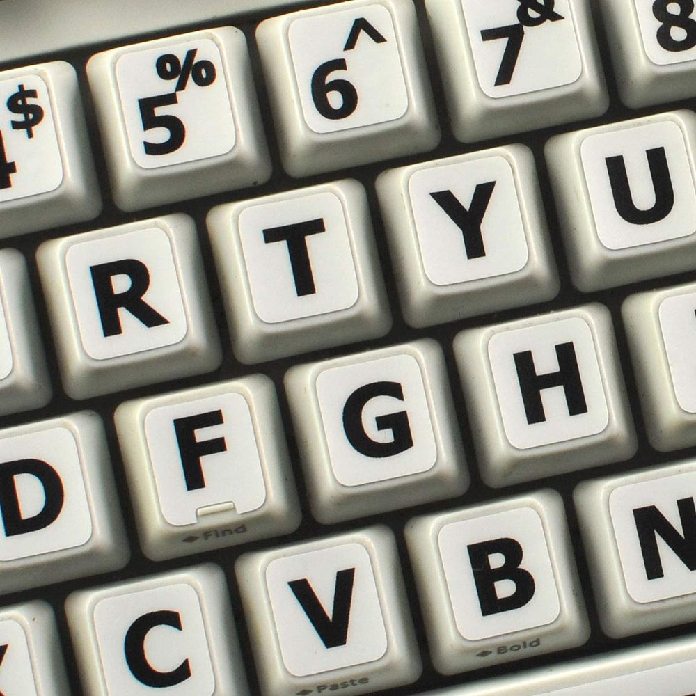 4Keyboard English US Large Upper CASE Non-Transparent Sticker White Background for Desktop, Laptop and Notebook