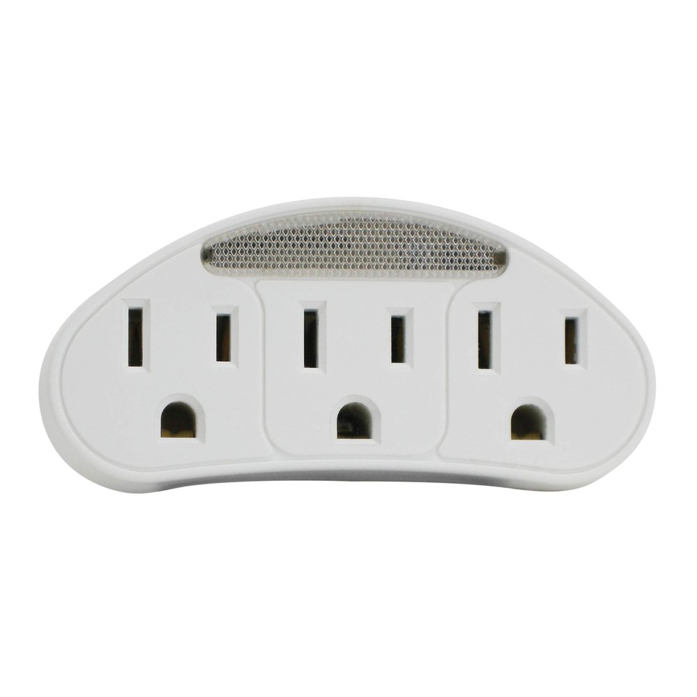 Prime PBADL101 Outlet Power Tap with Photocell Nightlight, White