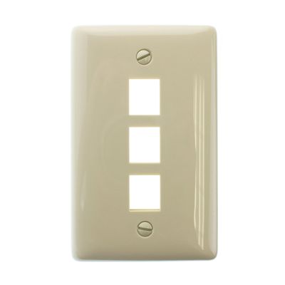 Hubbell NSP13I NetSelect 1-Gang 3-Port Multimedia Keystone Wall Plate, Data Jack Faceplate, Ivory