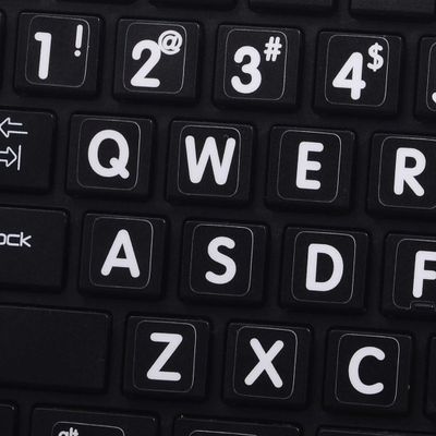 MAC ENGLISH LARGE LETTERING (UPPER CASE) KEYBOARD STICKER BLACK BACKGROUND FOR DESKTOP, LAPTOP AND NOTEBOOK