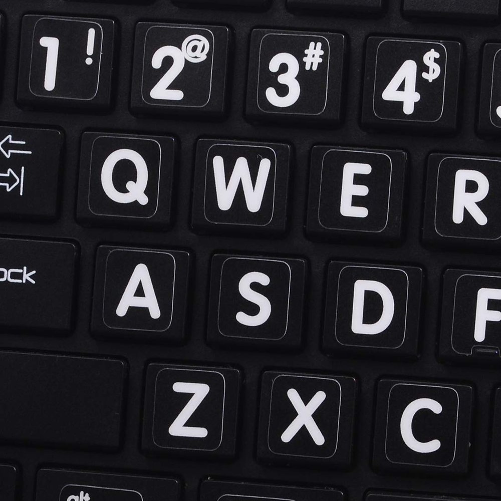 MAC ENGLISH LARGE LETTERING (UPPER CASE) KEYBOARD STICKER BLACK BACKGROUND FOR DESKTOP, LAPTOP AND NOTEBOOK