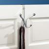 iDesign York Metal 4-Hook Over-the-Door Rack, Quad Hanging Hook for Coats, Hats, Scarves, Towels, Robes, Jackets, Purses, 4.5" x 5.5" x 8.5" - Chrome view 4