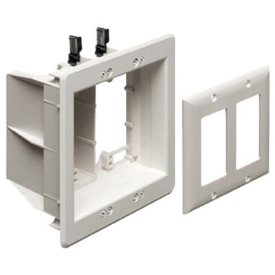 Arlington TVBU505-1 Recessed TV Box Wall Plate Kit Paintable 2-Gang, White