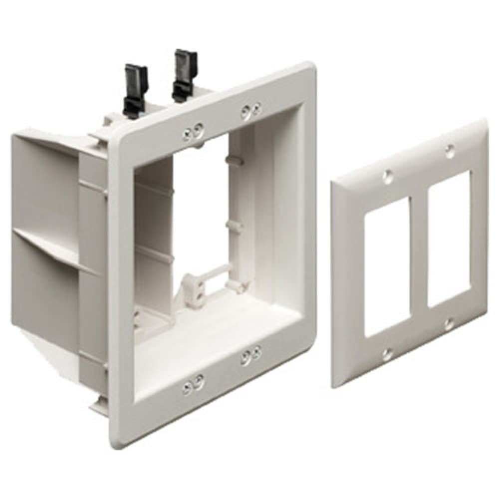 Arlington TVBU505-1 Recessed TV Box Wall Plate Kit Paintable 2-Gang, White
