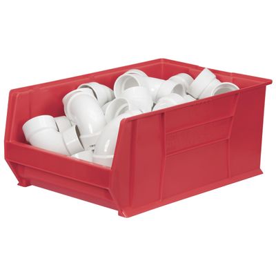 Akro-Mils 30290 Super-Size AkroBins Plastic Storage Bins, Space-Saving Stackable Bins for Garage, Classroom, Warehouse Organization, 30" L x 18" W x 12" H, Red, 1-Pack