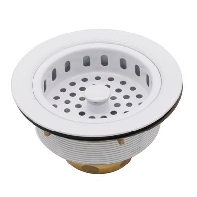 Westbrass D214-50 3-1/2" Post Style Large Kitchen Sink Basket Strainer, Powder Coat White