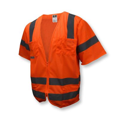 Radians SV83OM2X Class 3 Standard Mesh Safety Vest with Short Sleeves, 2X-Large, Orange