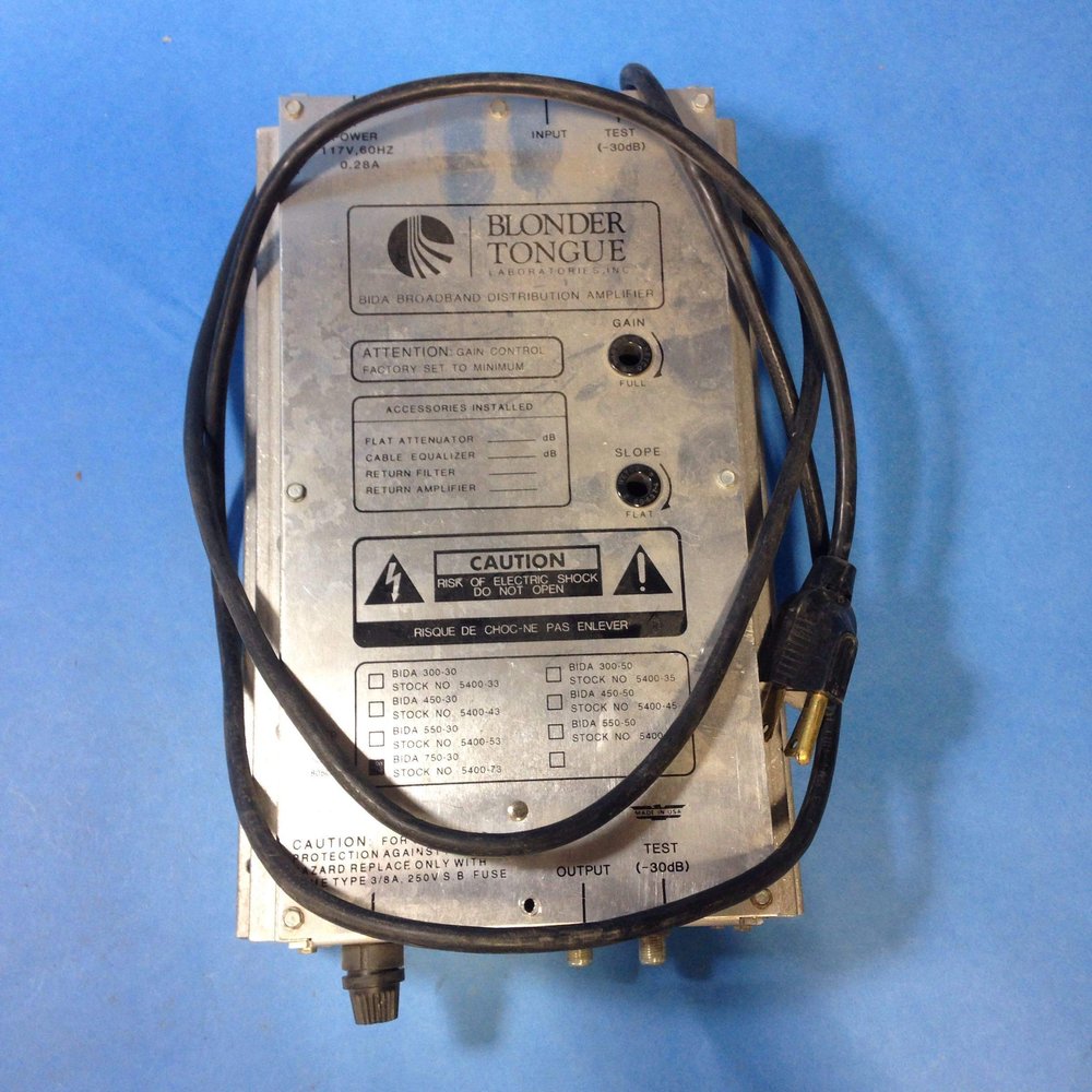 BLONDER TONGUE BIDA-750-30 0.28A, 117VAC, 30DB, 47-750MHZ, 60HZ, Distribution Amplifier