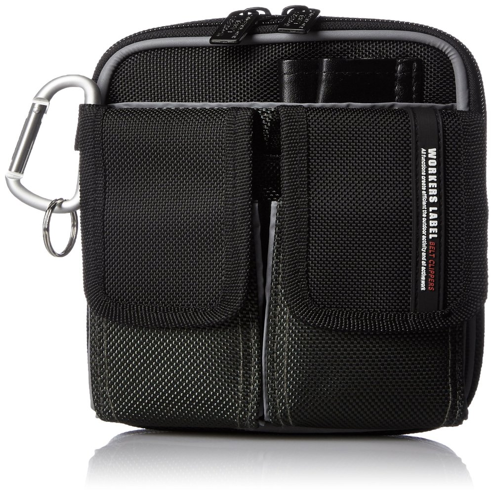Bowken Club Pouch, Belt Clip Accessory Case with Reflective Lines, Black (Black 19-3911tcx)