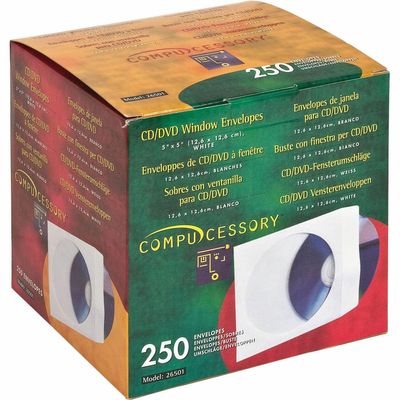 Compucessory 26501 CD/DVD Window Envelopes 5-Inch x5-Inch 250/BX White