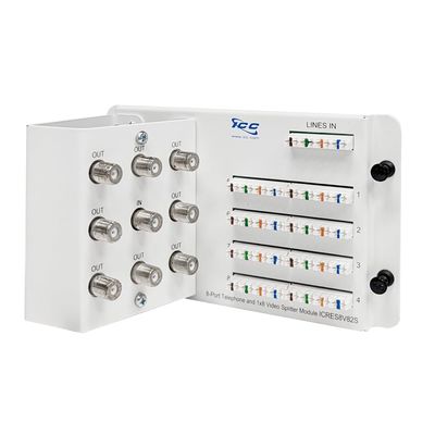 ICC Telephone Module 8 Ports and Video Splitter 8 Ports with Steel Bracket
