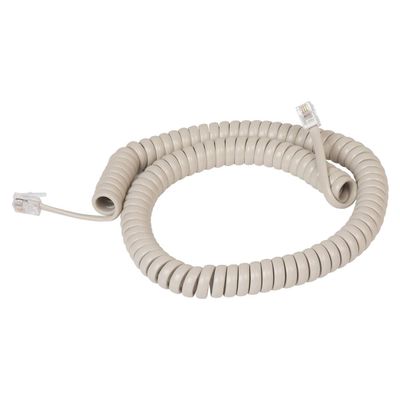 Cablesys ICC Coiled Telephone Handset Cord for Use with PBX Phone Systems, VoIP Telephones - 12 Ft Uncoiled, Rj22, 1.5 Inch Lead on Both Ends, Dark Ash