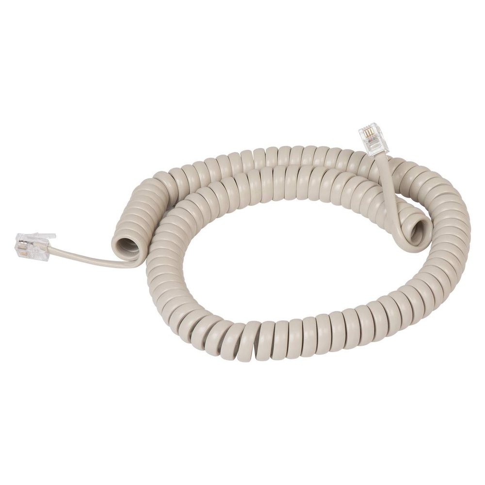 Cablesys ICC Coiled Telephone Handset Cord for Use with PBX Phone Systems, VoIP Telephones - 12 Ft Uncoiled, Rj22, 1.5 Inch Lead on Both Ends, Dark Ash