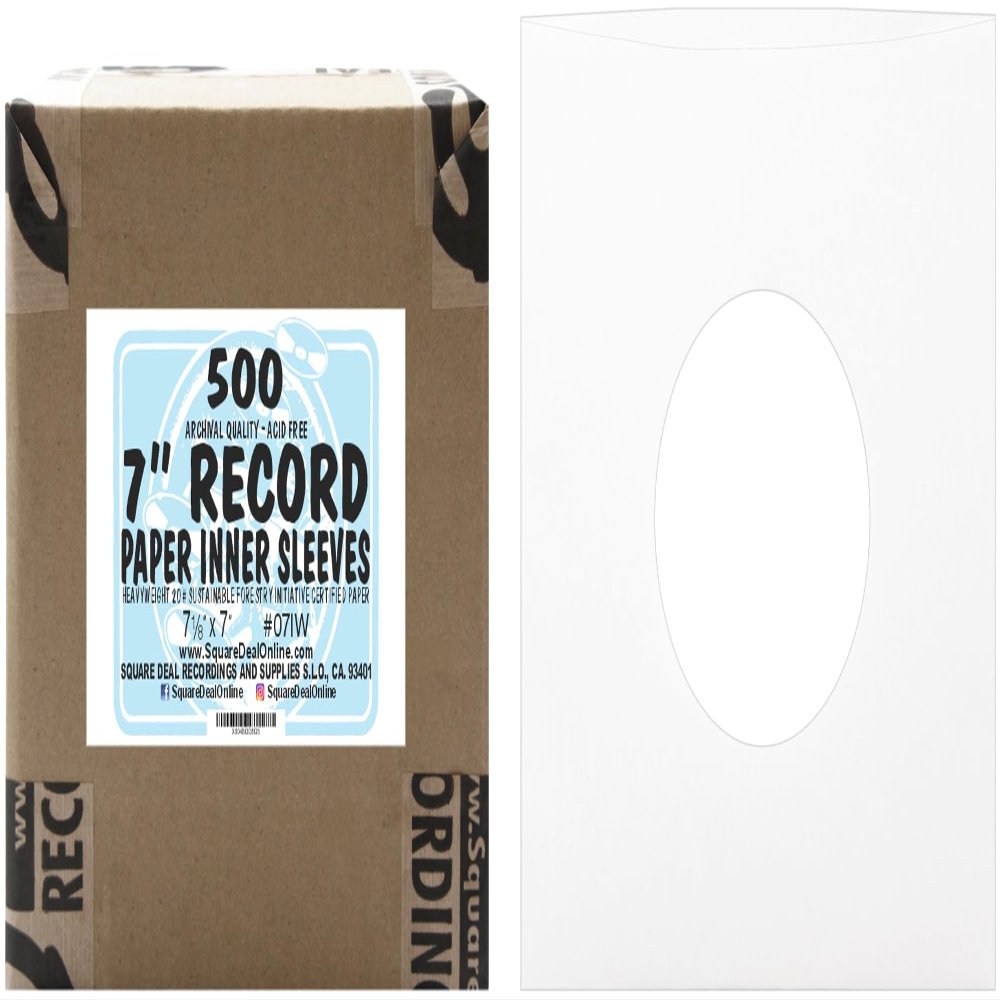 (500) Archival Quality Acid-Free Heavyweight Paper Inner Sleeves for 7 Inch Vinyl Records #07IW