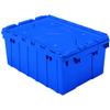 Akro-Mils 39085 Industrial Plastic Storage Tote with Hinged Attached Lid, (21-Inch L by 15-Inch W by 9-Inch H), Blue, (6-Pack) view 1