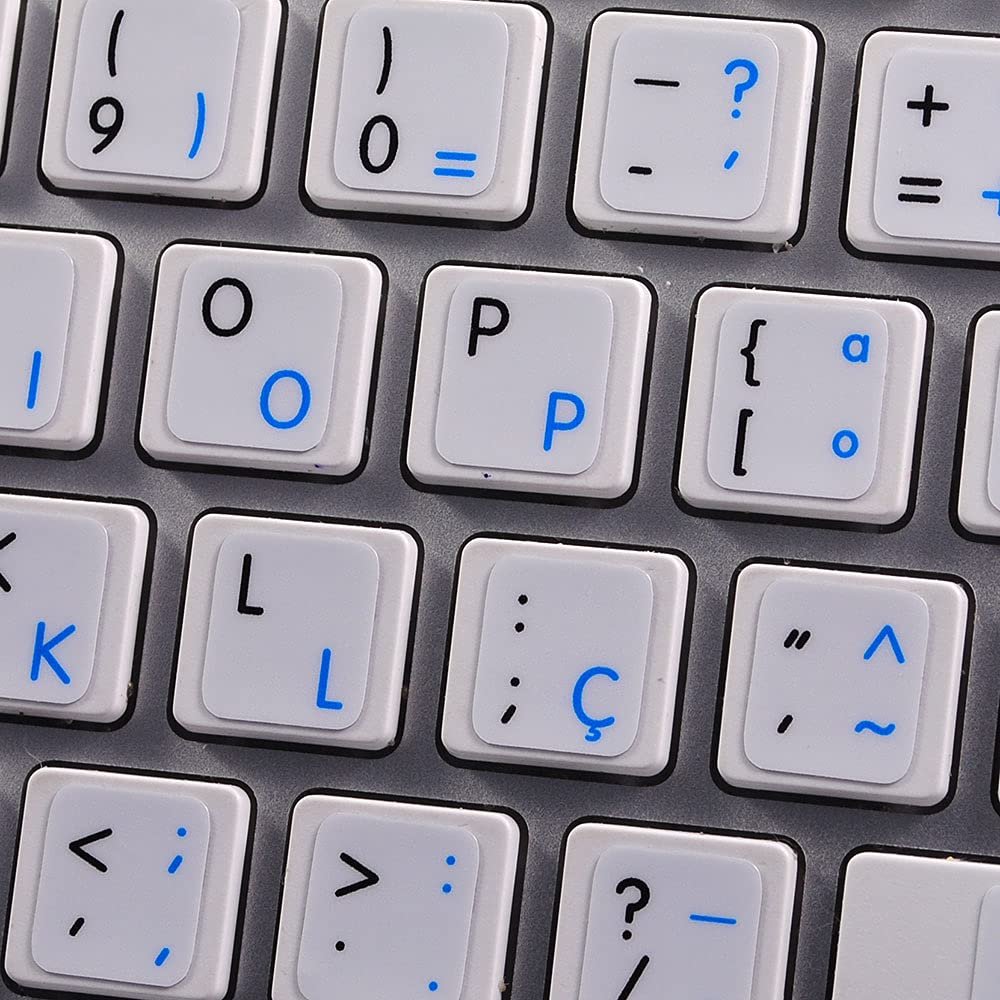 MAC ENGLISH-PORTUGUESE KEYBOARD LABELS ON WHITE BACKGROUND for DESKTOP, LAPTOP and NOTEBOOK