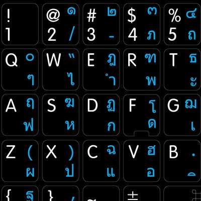 MAC English-Thai Keyboard Stick ON Black Background