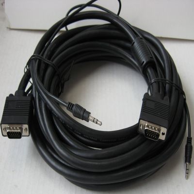 25ft SVGA HD15 Male Male Monitor Cable with 3.5mm Audio Stereo Jack - Black