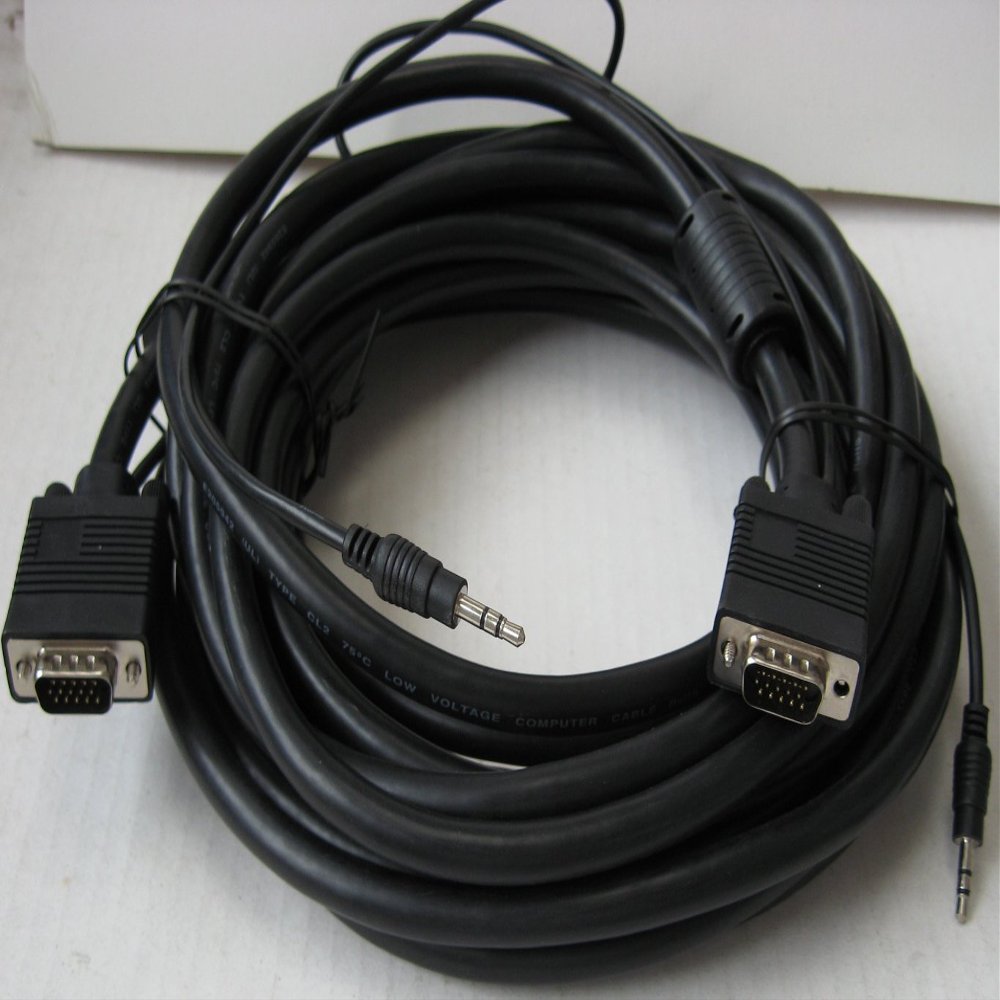 25ft SVGA HD15 Male Male Monitor Cable with 3.5mm Audio Stereo Jack - Black