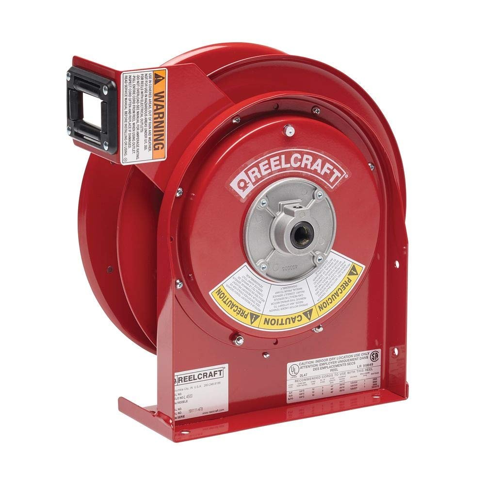 Reelcraft L 4500 Heavy Duty Cord Reel, 12 AWG/3 Conductors x 45', 20 AMP, Cord Not Included
