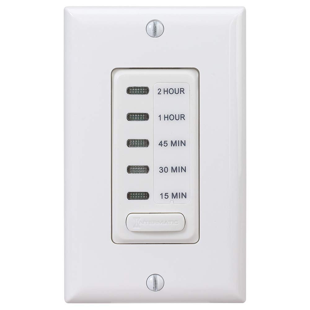 Intermatic EI235W Electronic 15, 30, 45, 60, 120 Minute Auto-Off Timer - Easy Operation, Silent Functionality, Easy Installation, White Finish - Versatile Timer Switch for Lights, Fans, Appliances