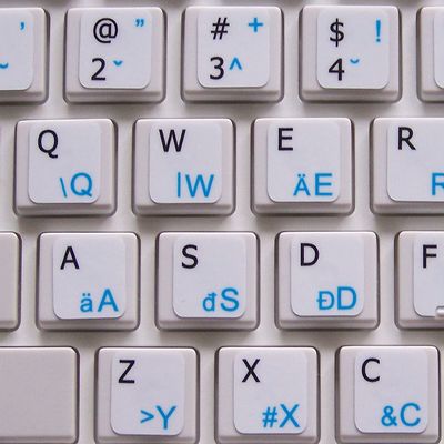 4Keyboard MAC English Hungarian Keyboard Stickers White Background for Desktop, Laptop and Notebook