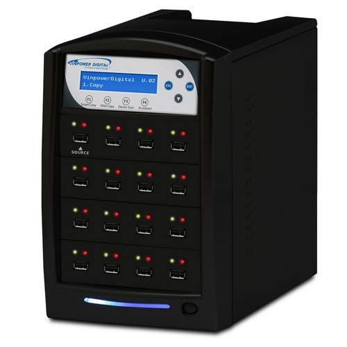 Vinpower 1 to 15 Standalone USB Flash Drive Duplicator and USB Hard Drive Duplicator Copier (USBSHARK-15T-BK)