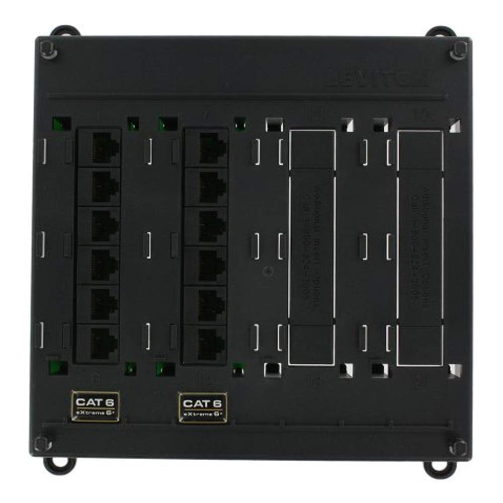 Leviton Twist and Mount Patch Panel, 12 CAT 6 Ports, 476TM-612, Black