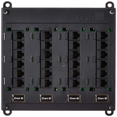 Leviton Twist and Mount Patch Panel, CAT 6 24 Port, 476TM-624, Black