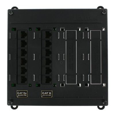Leviton Twist and Mount Patch Panel, 6 CAT 5e ports and 6 CAT 6 ports, 476TM-652, Black