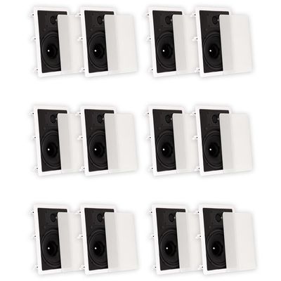 TS80W Flush Mount In Wall Speakers with 8" Woofers Home Theater 6 Pair Pack