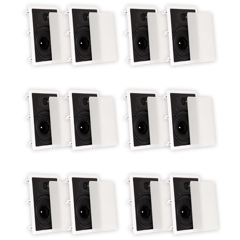 TS80W Flush Mount In Wall Speakers with 8" Woofers Home Theater 6 Pair Pack