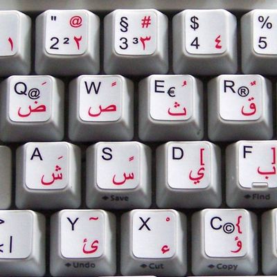 4Keyboard German-Arabic Non-Transparent Keyboard Stickers White Background for Desktop, Laptop and Notebook