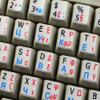 ENGLISH-RUSSIAN-GREEK NON-TRANSPARENT KEYBOARD LABELS ON WHITE BACKGROUND view 3