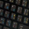 ENGLISH-HEBREW-SPANISH NON-TRANSPARENT KEYBOARD DECALS BLACK BACKGROUND for DESKTOP, LAPTOP and NOTEBOOK view 3