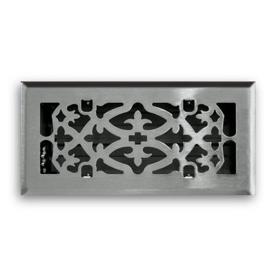 Truaire, Satin Nickel, 4 x 10-Inch C164-OSN 04X10(Duct Opening Measurements) Decorative Grille Ornamental Scroll Floor Diffuser, Finish