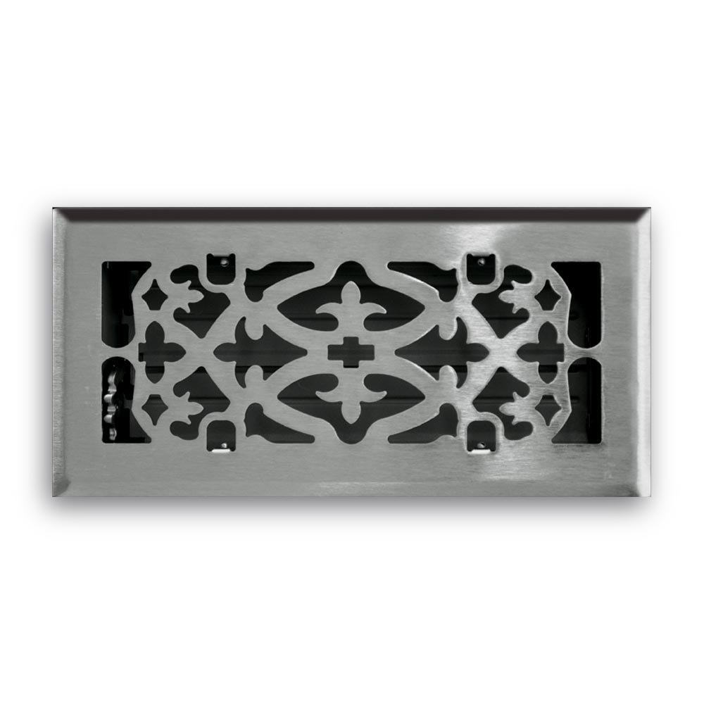 Truaire, Satin Nickel, 4 x 10-Inch C164-OSN 04X10(Duct Opening Measurements) Decorative Grille Ornamental Scroll Floor Diffuser, Finish