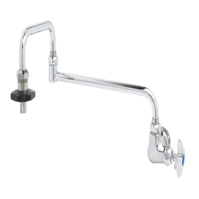 T&S Brass B-0592 Wall Mount Single Control Insulated On-Off Control Pot Filler with 18-Inch Double Joint Nozzle, Chrome,Silver