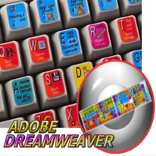 4Keyboard NEW Adobe Dreamweaver Keyboard Stickers for Desktop, Laptop and Notebook