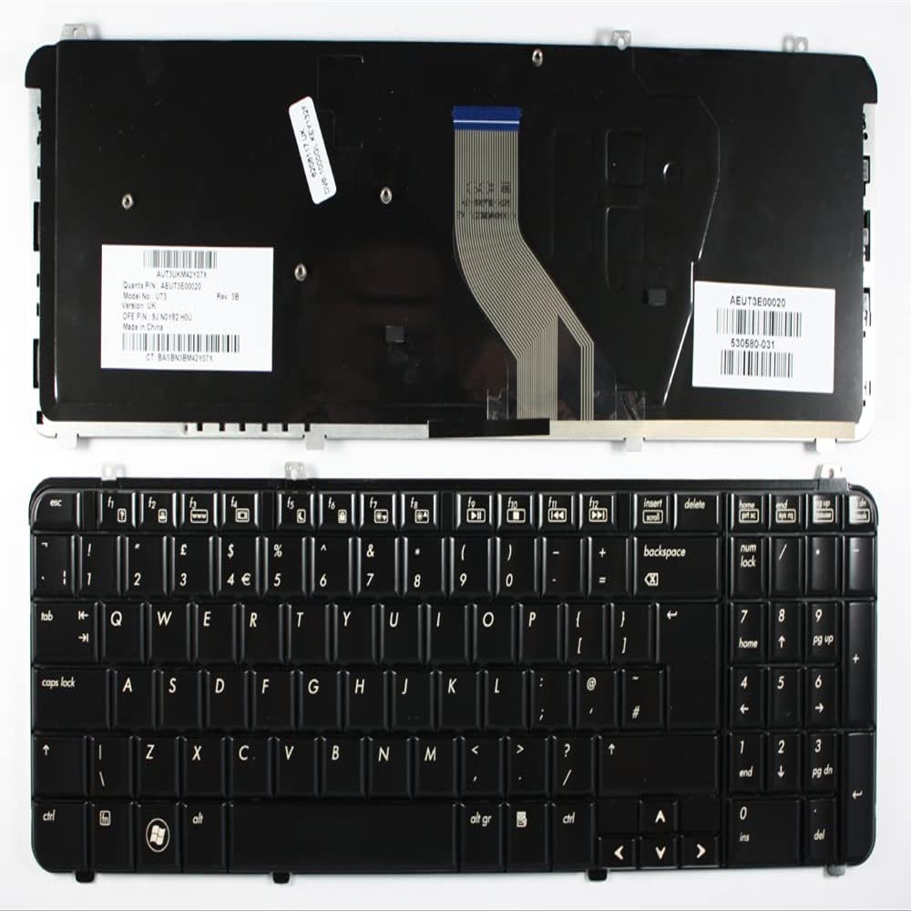 Keyboards4Laptops UK Layout Glossy Black Replacement Laptop Keyboard Compatible with HP Pavilion DV6-1237ET